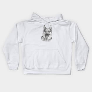 German shepherd bw Kids Hoodie